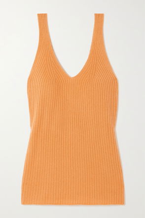 Stretch-silk tank top in orange - Brunello Cucinelli