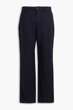 Stretch-cotton twill straight-leg pants