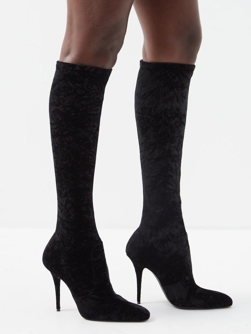 knee high velvet boots