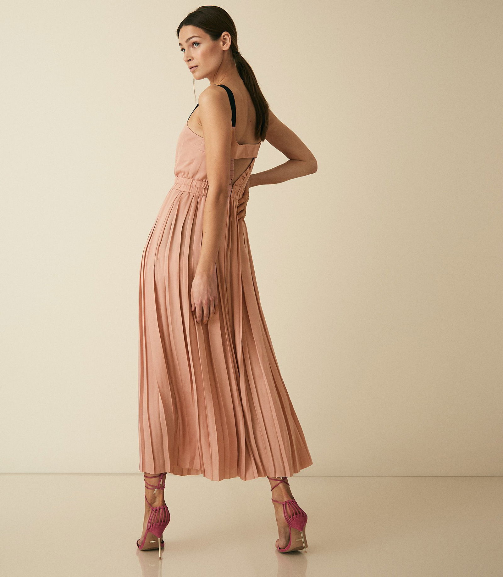 REISS Luella Pleated Midi Dress | endource