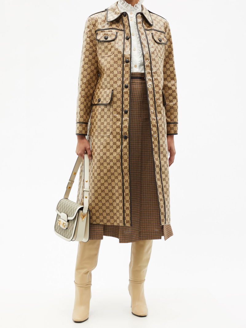 Gucci Belted Corduroy And Gg-jacquard Canvas Trench Coat - Beige - ShopStyle