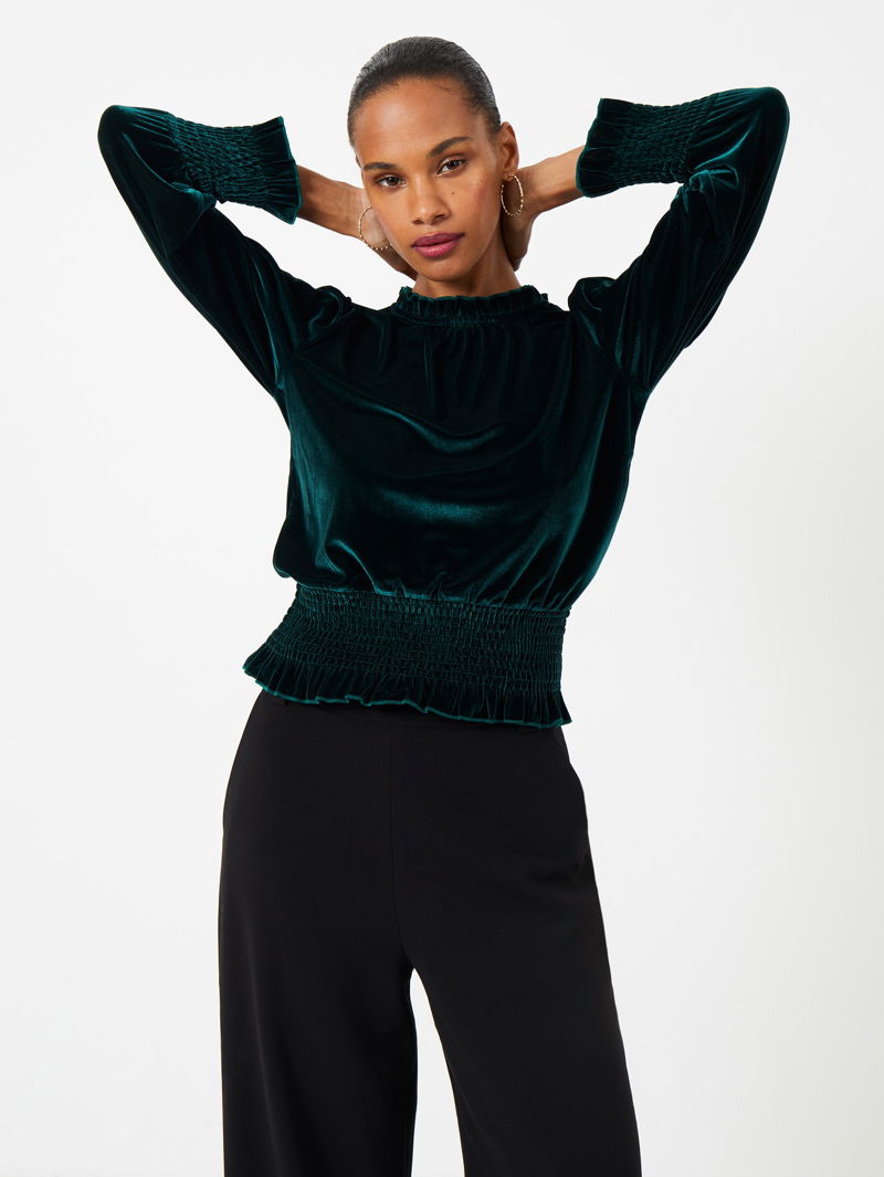 Sula Velvet Short Sleeve Jumpsuit Dark Green