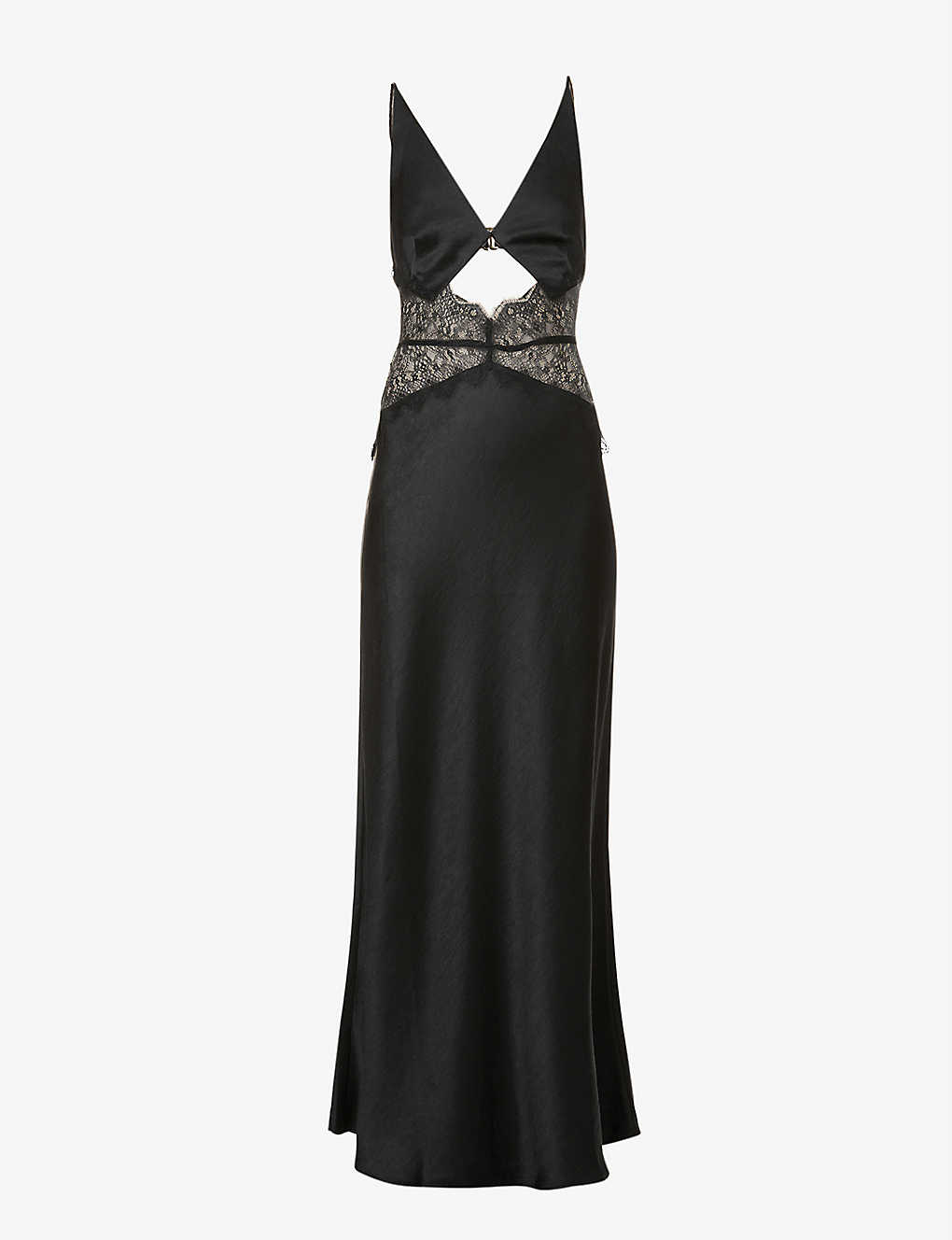 BEC & BRIDGE Camille Cut-Out Satin Maxi Dress in BLACK | Endource