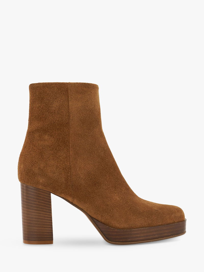Dune London Pallet Square Toe Platform Suede Ankle Boots endource