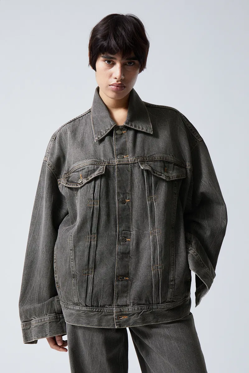 Weekday Lincoln Oversized Denim Trucker Jacket in Gray for Men