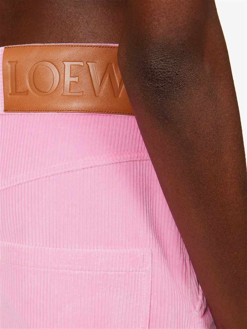 LOEWE Anagram Mid-Rise Wide-Leg Cotton-Corduroy Trousers in CANDY
