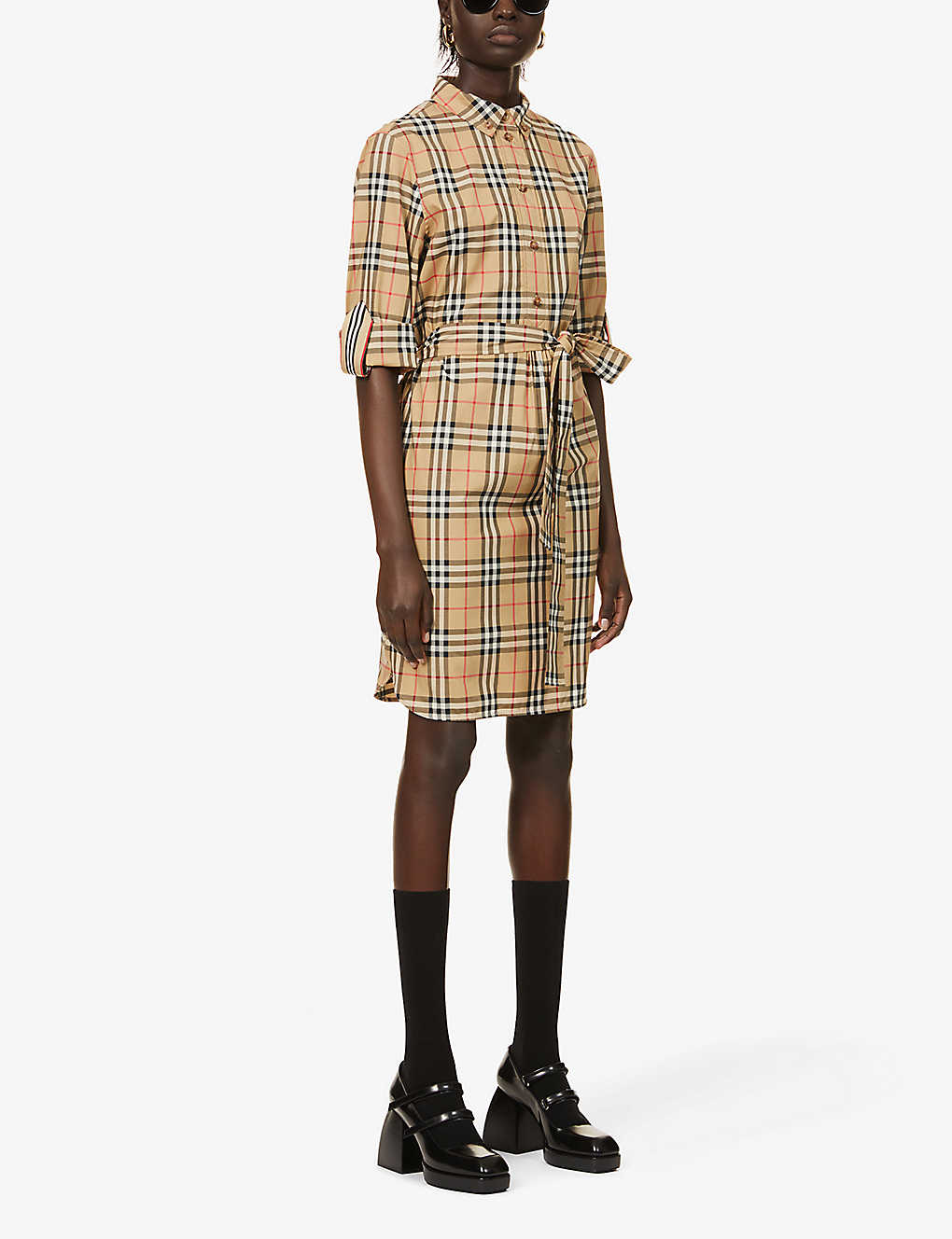 Neptune Edu Burberry Plaid Dress Fashion Nova Burberry Beige Check Print  Cotton Shirt Dress S Burberry