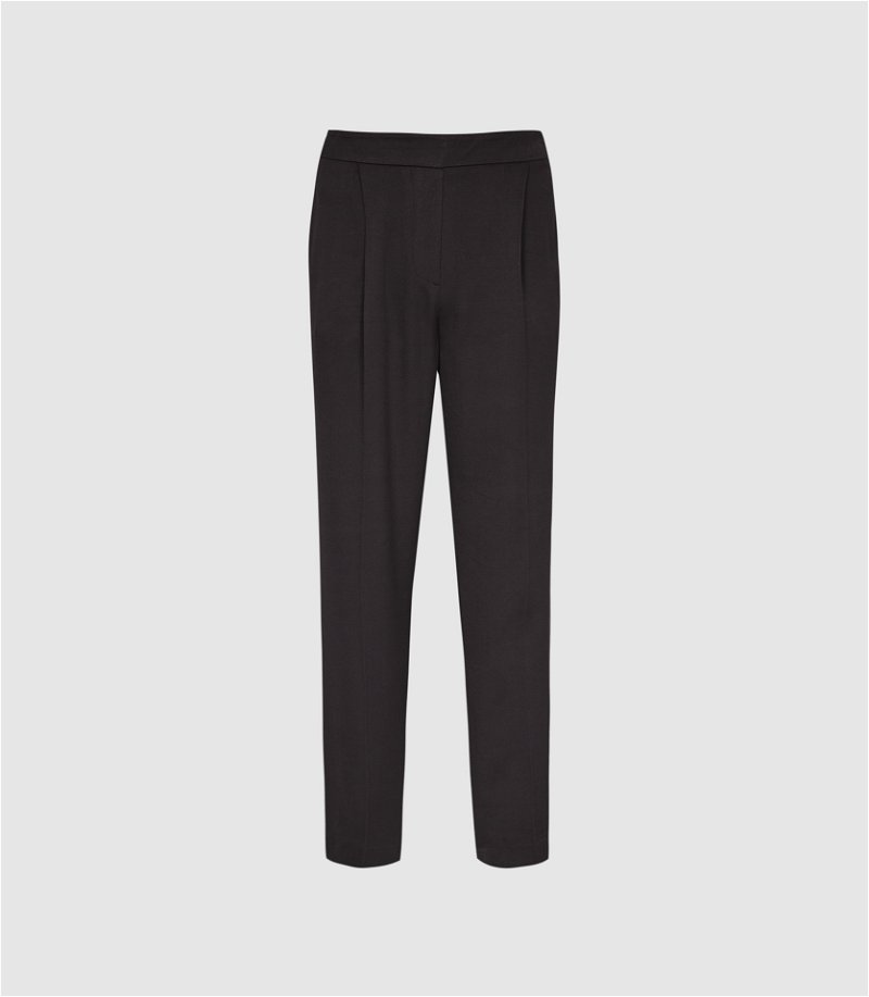 Ted Baker Jommial Pleat Front Tapered Leg Check Wool Blend Trousers, Black  at John Lewis & Partners