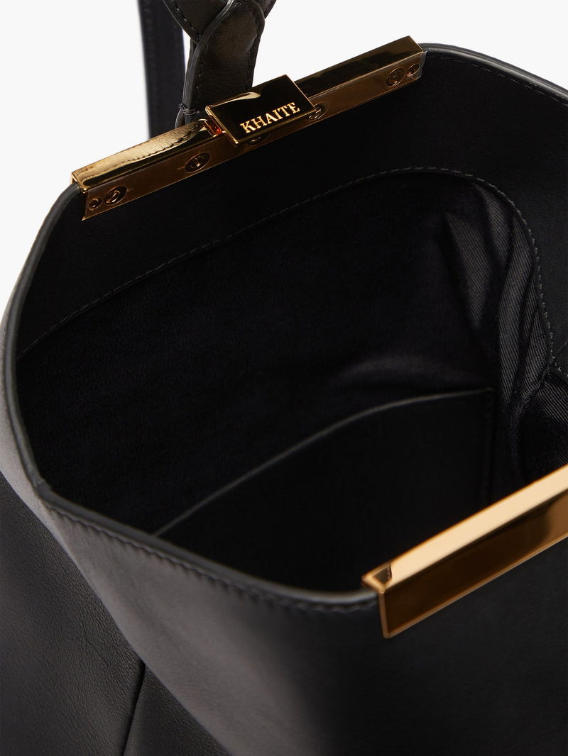 KHAITE Iris Leather Backpack in Black | endource