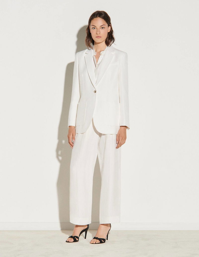 SANDRO Linen Blend Tailored Jacket endource