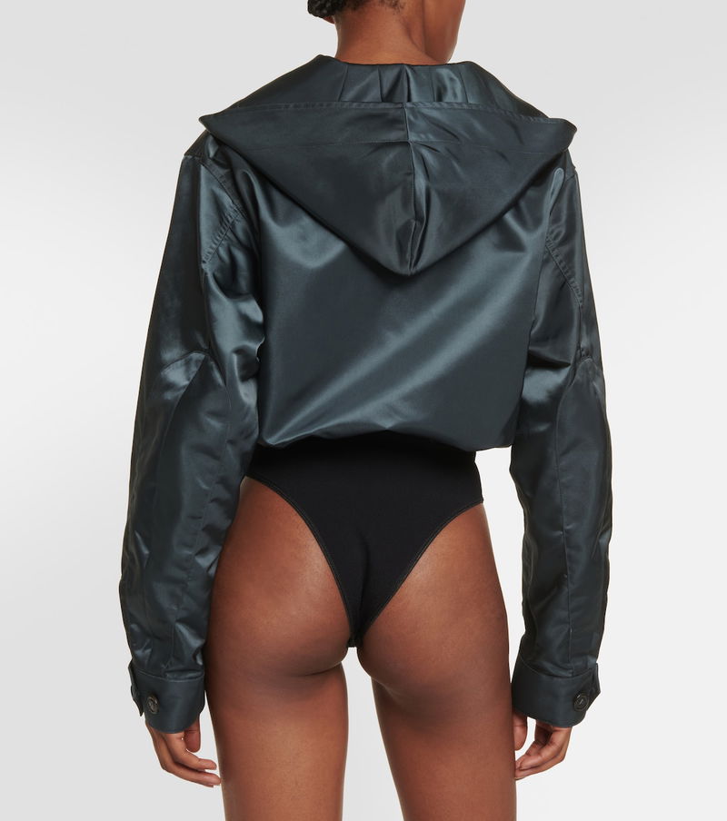 MAISON ALAÏA Black silk hooded bodysuit