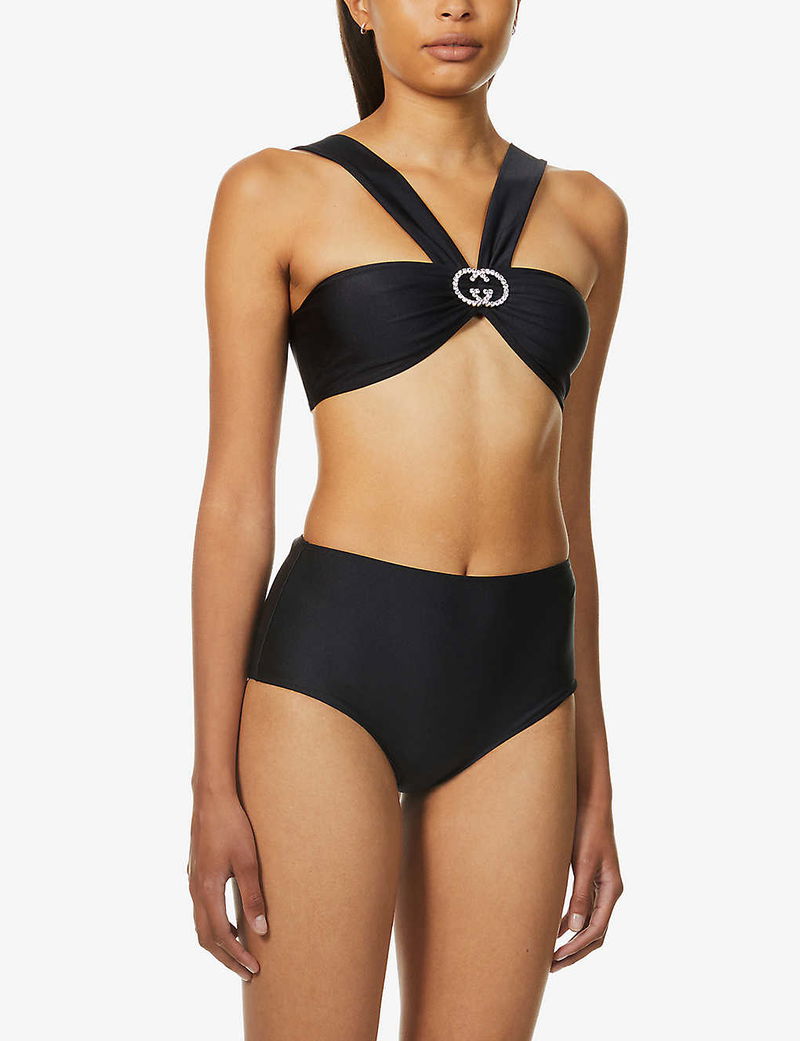 Gucci: Black Interlocking G Bikini