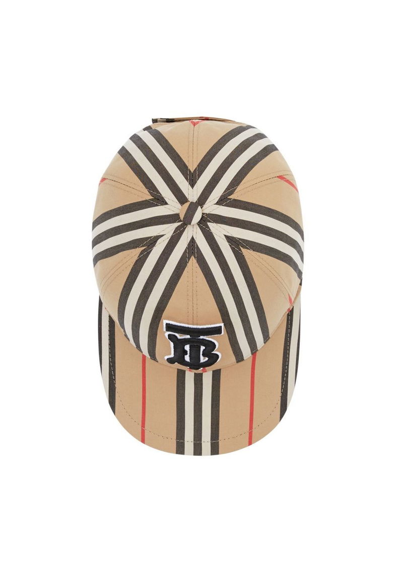 BURBERRY Monogram Motif Icon Stripe Cotton Baseball Cap  display picture 3