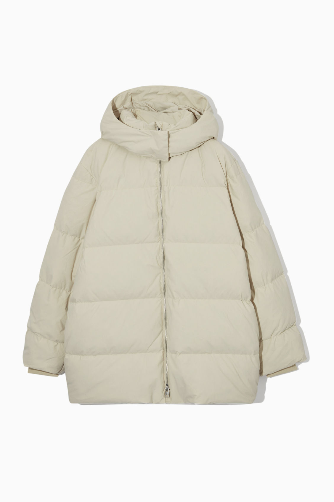 COS Short Hooded Puffer Coat in BEIGE | Endource