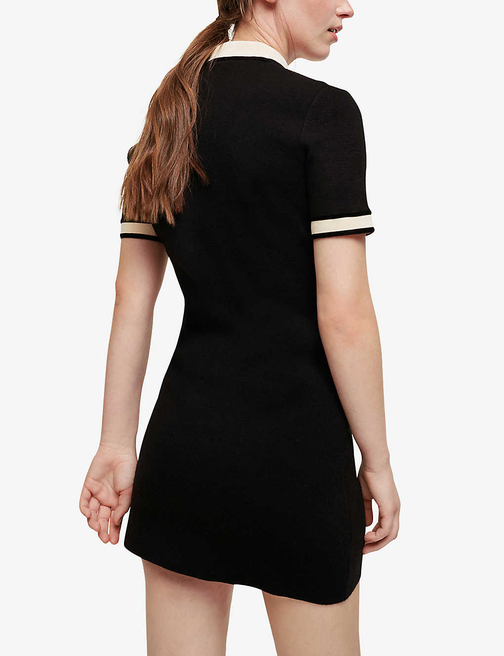 MAJE Raveny Short-Sleeve Stretch-Knit Mini Dress | endource MAJE Raveny Short-Sleeve Stretch-Knit Mini Dress | endource