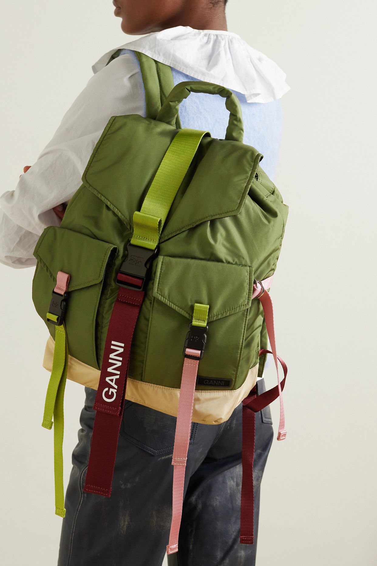 ganni-recycled-shell-backpack. 