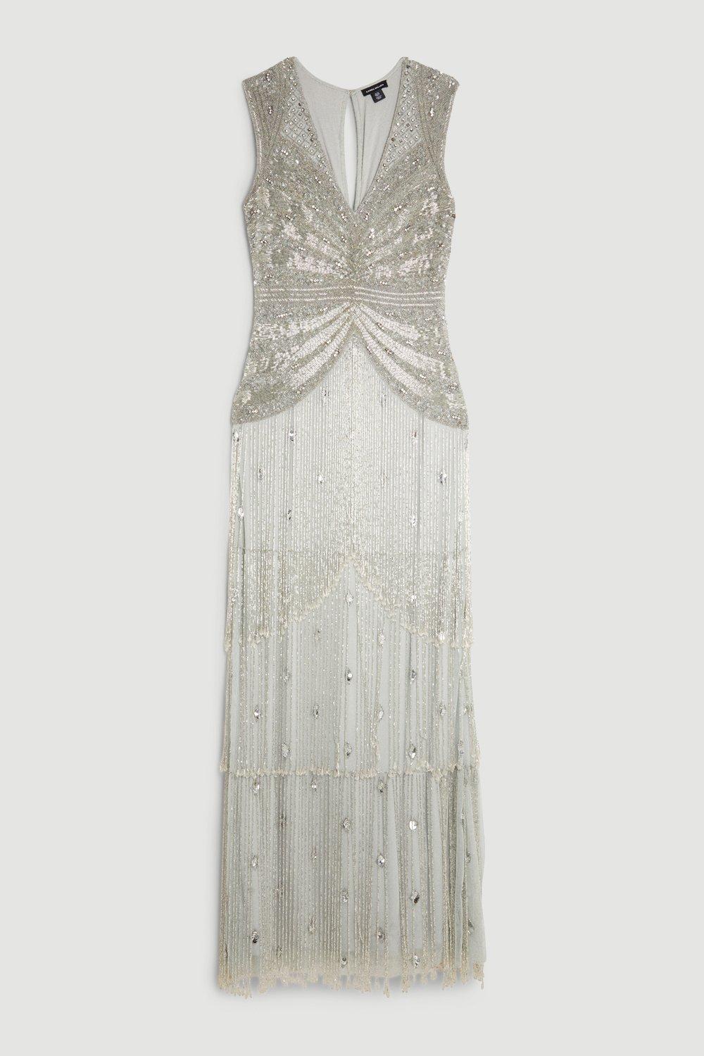KAREN MILLEN Tall Embellished Beaded Woven Maxi Dress | endource