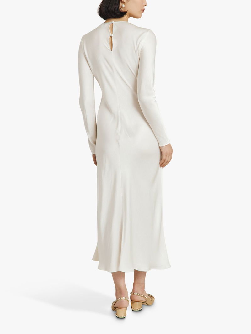 ghost mari satin midi dress Ghost Mari Satin Midi Dress Ivory
