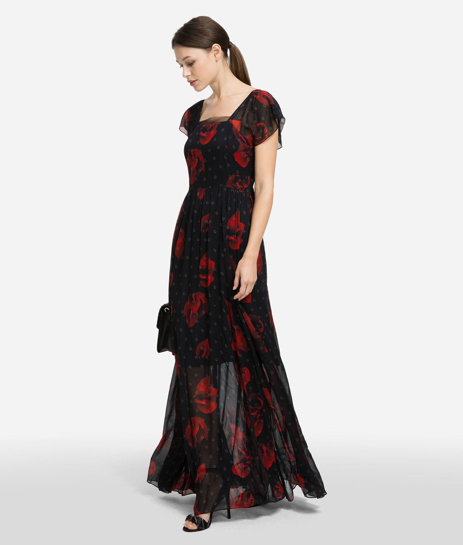 KARL LAGERFELD Flower Maxi Dress in Flower Print | Endource