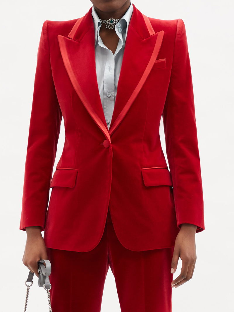 Red velvet suit jacket