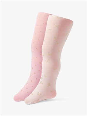 John Lewis Baby Cable Knit Tights, Pack of 2, White/Pink, 0-6 months