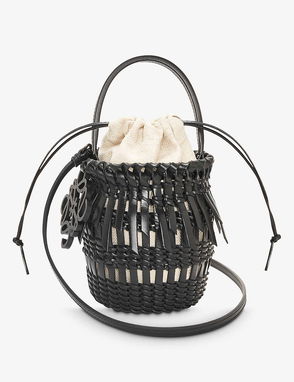 LOEWE Paula's Ibiza Yin Yang Pochette Woven Raffia Applique Neutral  Shoulder Bag