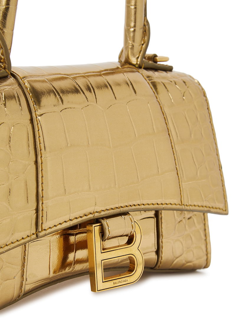 Hourglass Mini Croc-Effect Leather Bag By Balenciaga