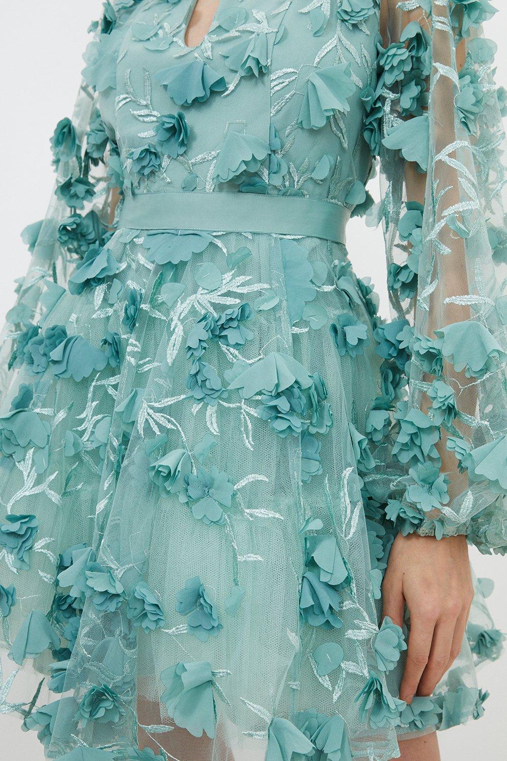 KAREN MILLEN Floral Applique Woven Mini Dress | endource