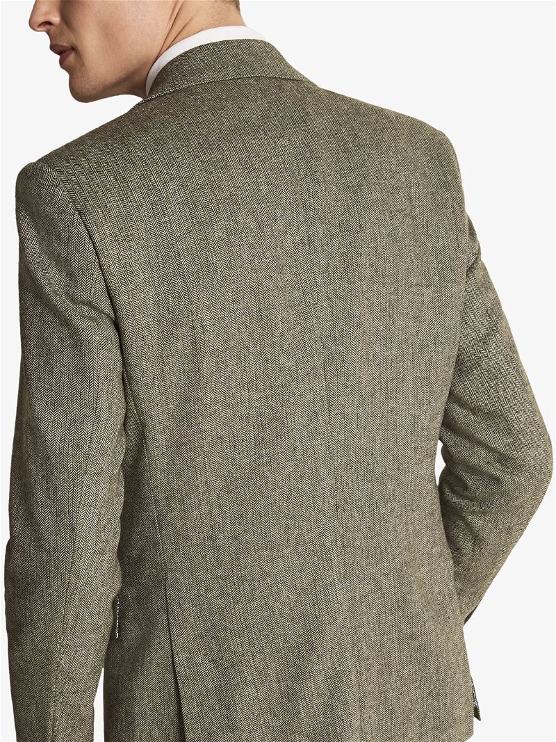 Sage Green Herringbone Tweed Tailored Fit Suit - Haig-Harrison's