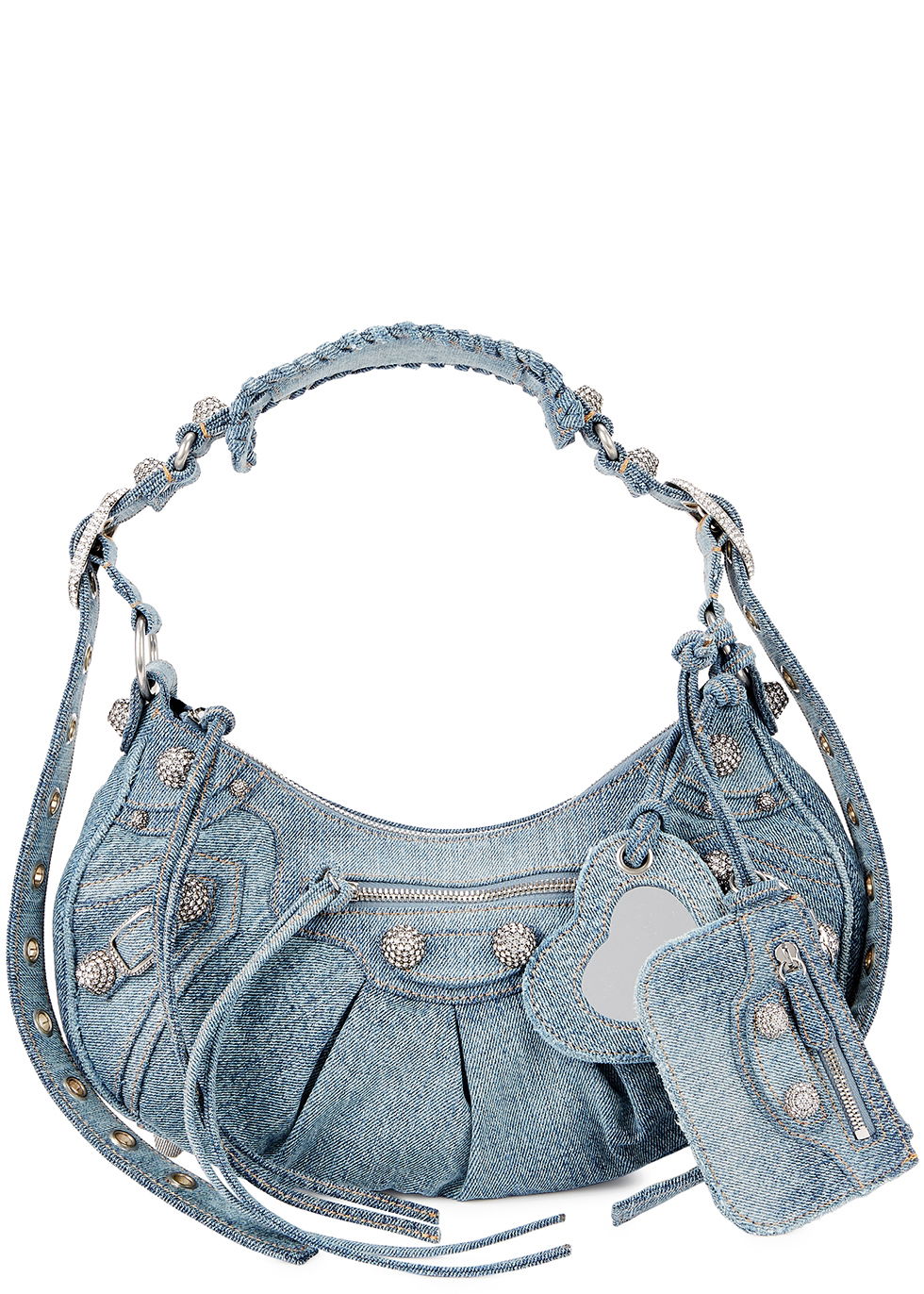 Balenciaga Le Cagole Mini Monogram Denim Shoulder Bag