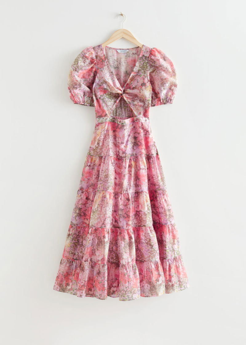 strapless open back dress Mint Floral Organza Midi Dress – self-portrait-EU main image 1