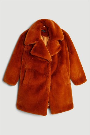 WHISTLES Faux Fur Cocoon Coat in Brown
