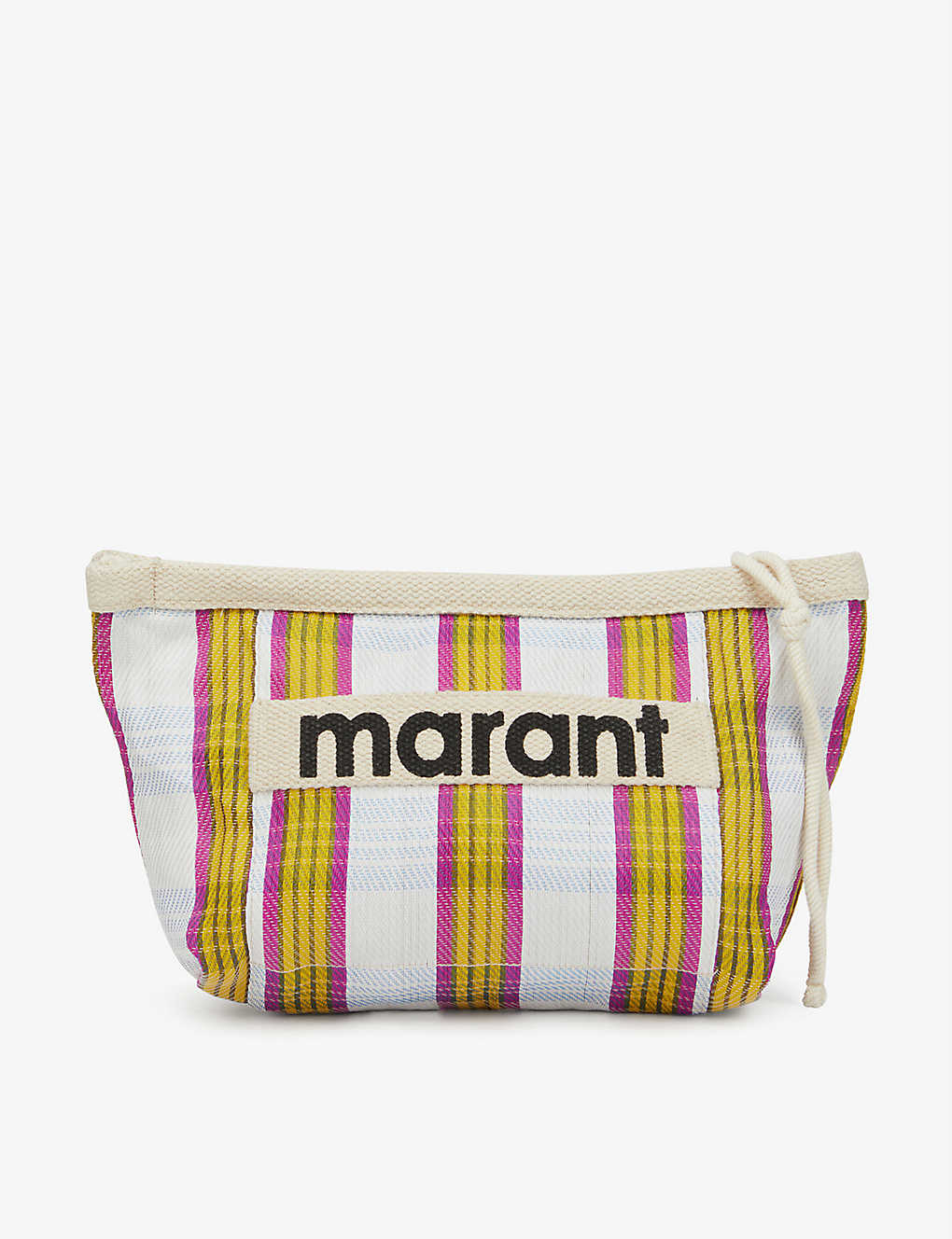 ISABEL MARANT Powden Check-Pattern Woven Pouch in PINK | Endource