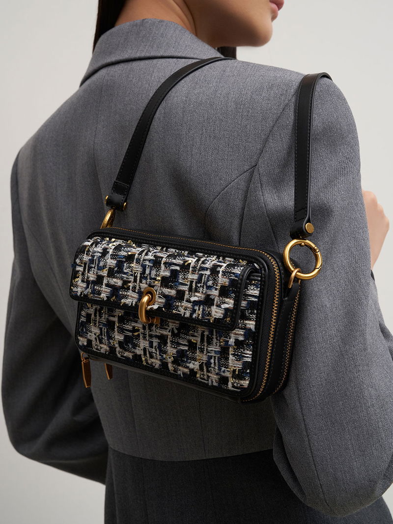CHARLES KEITH Dancer Tweed Boxy Crossbody Bag endource