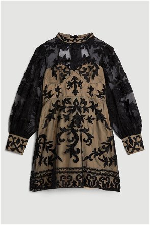 Plus Size Crystal Applique Angel Sleeve Midaxi Woven Dress