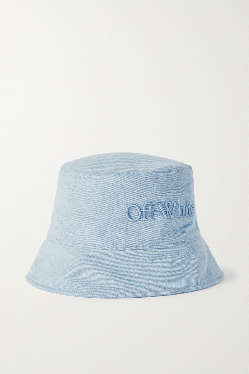Off White Light Blue Denim Bucket Hat EUC off-white-logo-embroidered-  main image 3