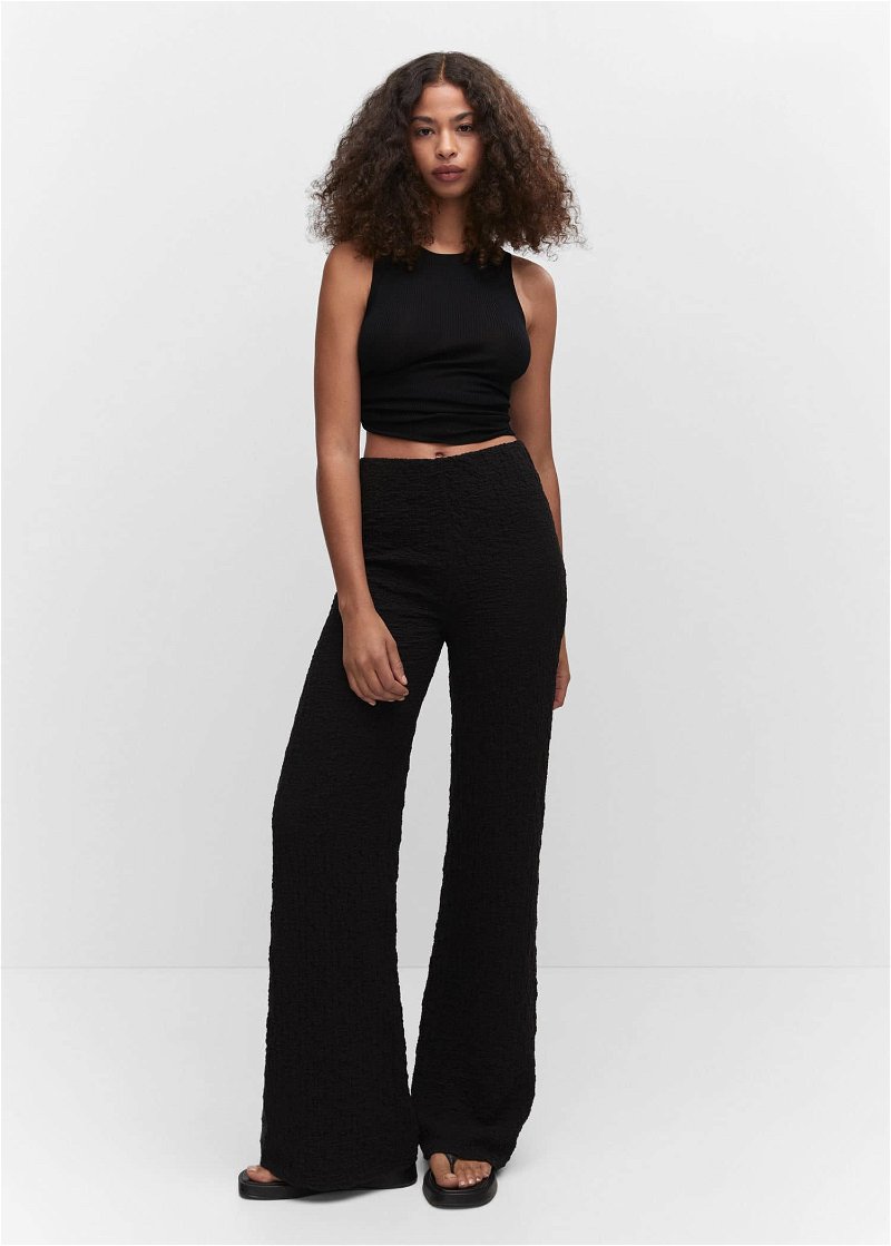 TEXTURED TROUSERS - Black