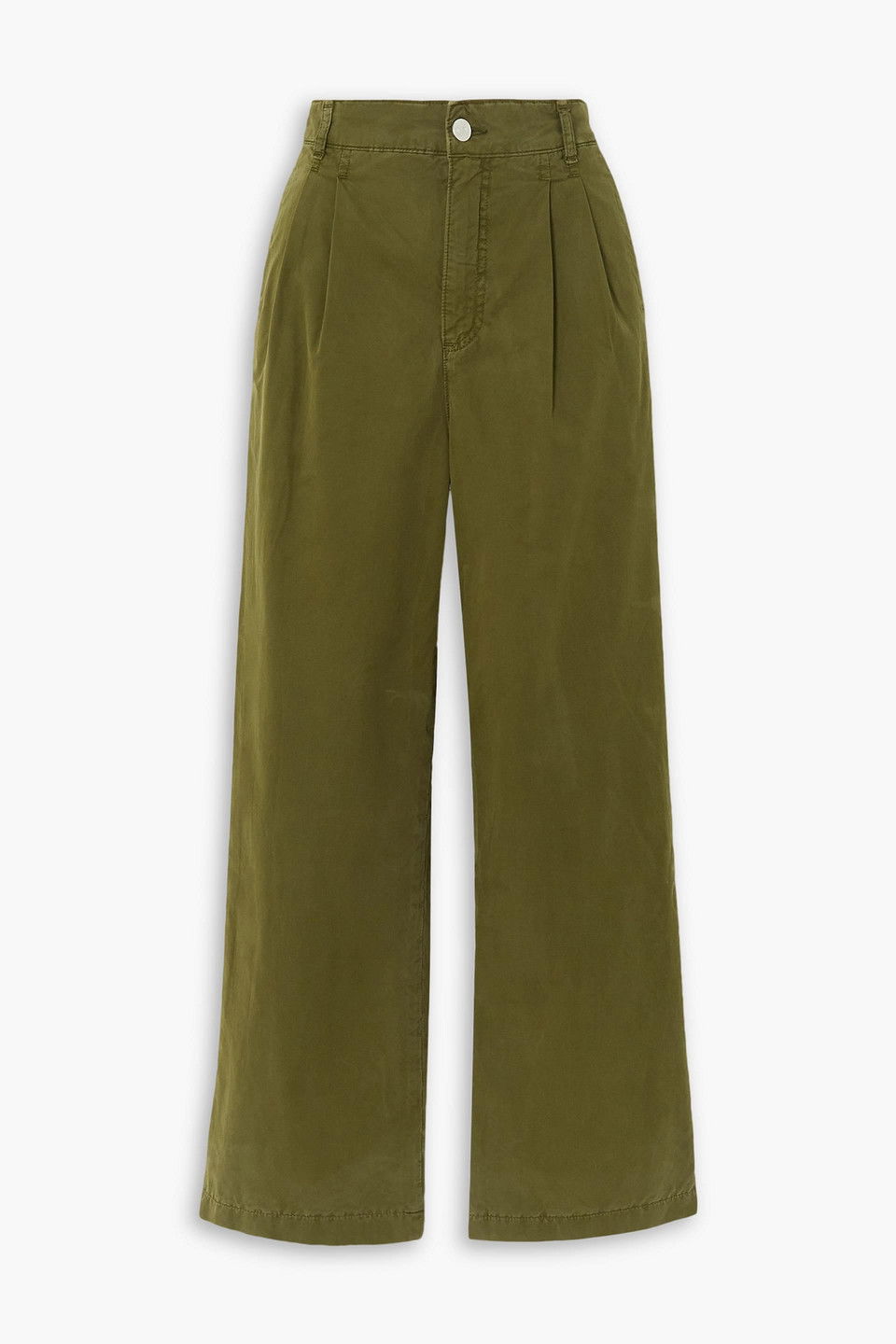 Raw Edge Twill Pleated Pants