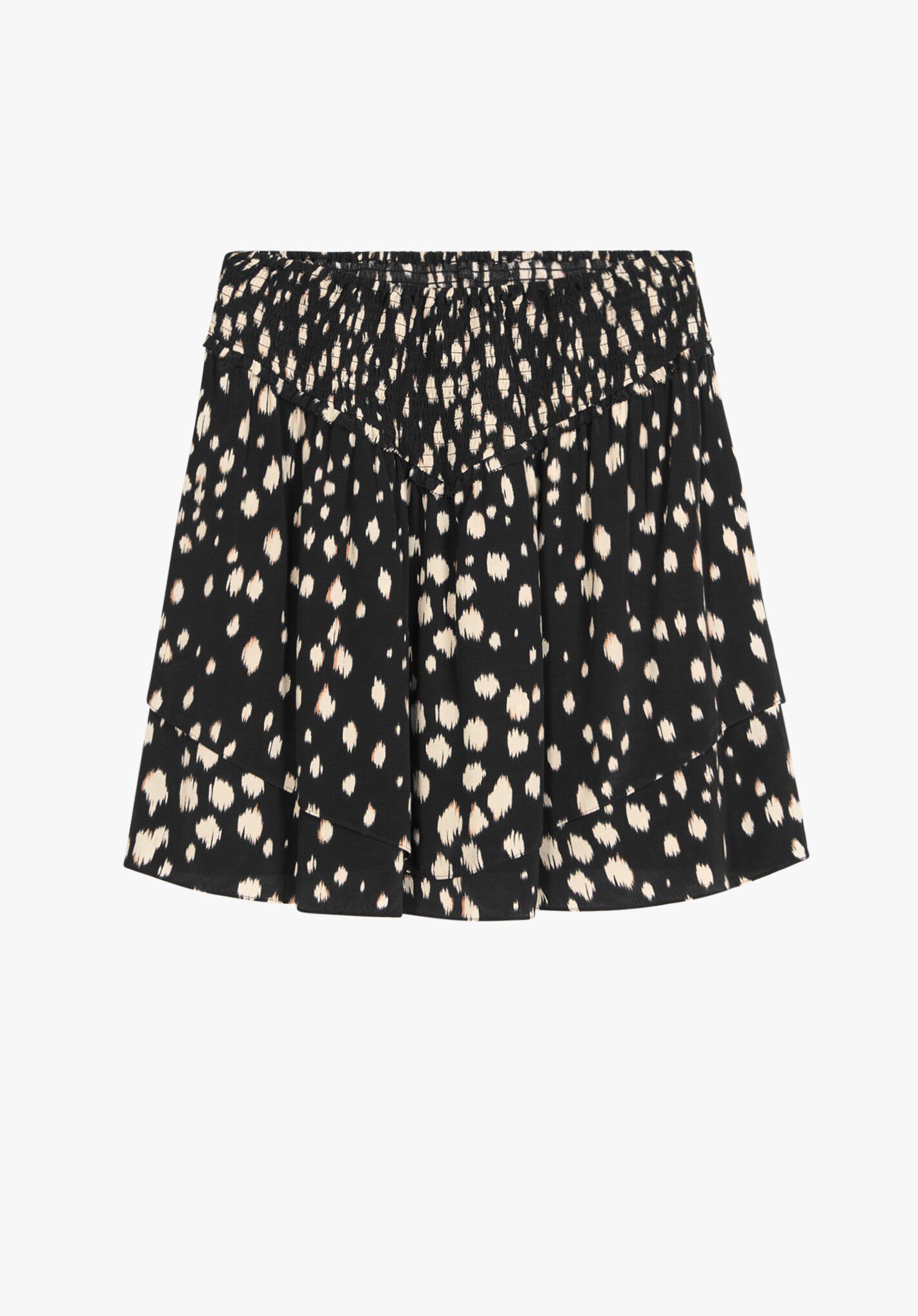 HUSH Roxanne Mini Skirt in Ikat Spot Black/Ecru | Endource
