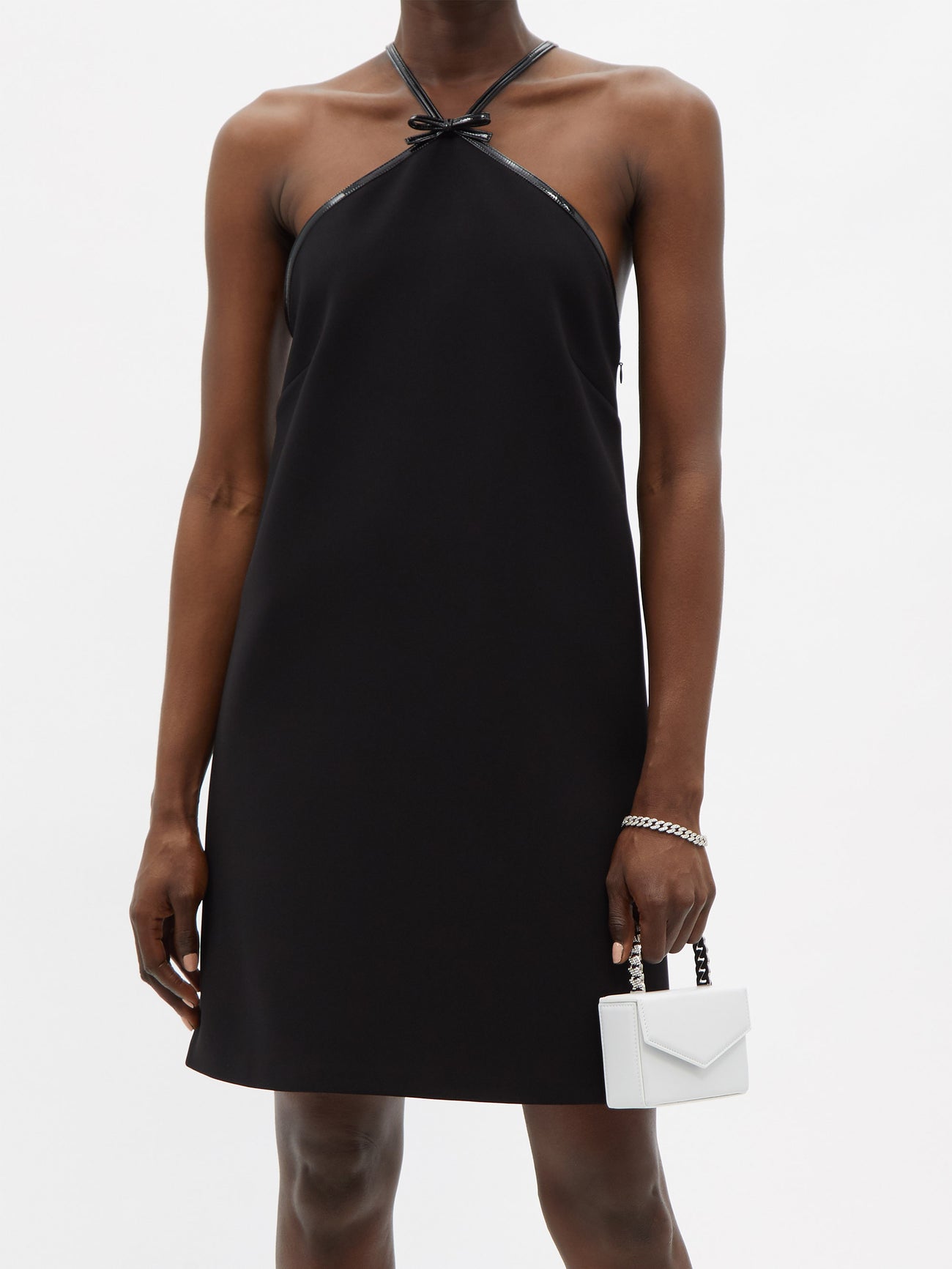 knee length dresses for ladies Miu Miu Black Mini Dress With Sequin Straps And Bow Size Italian 38