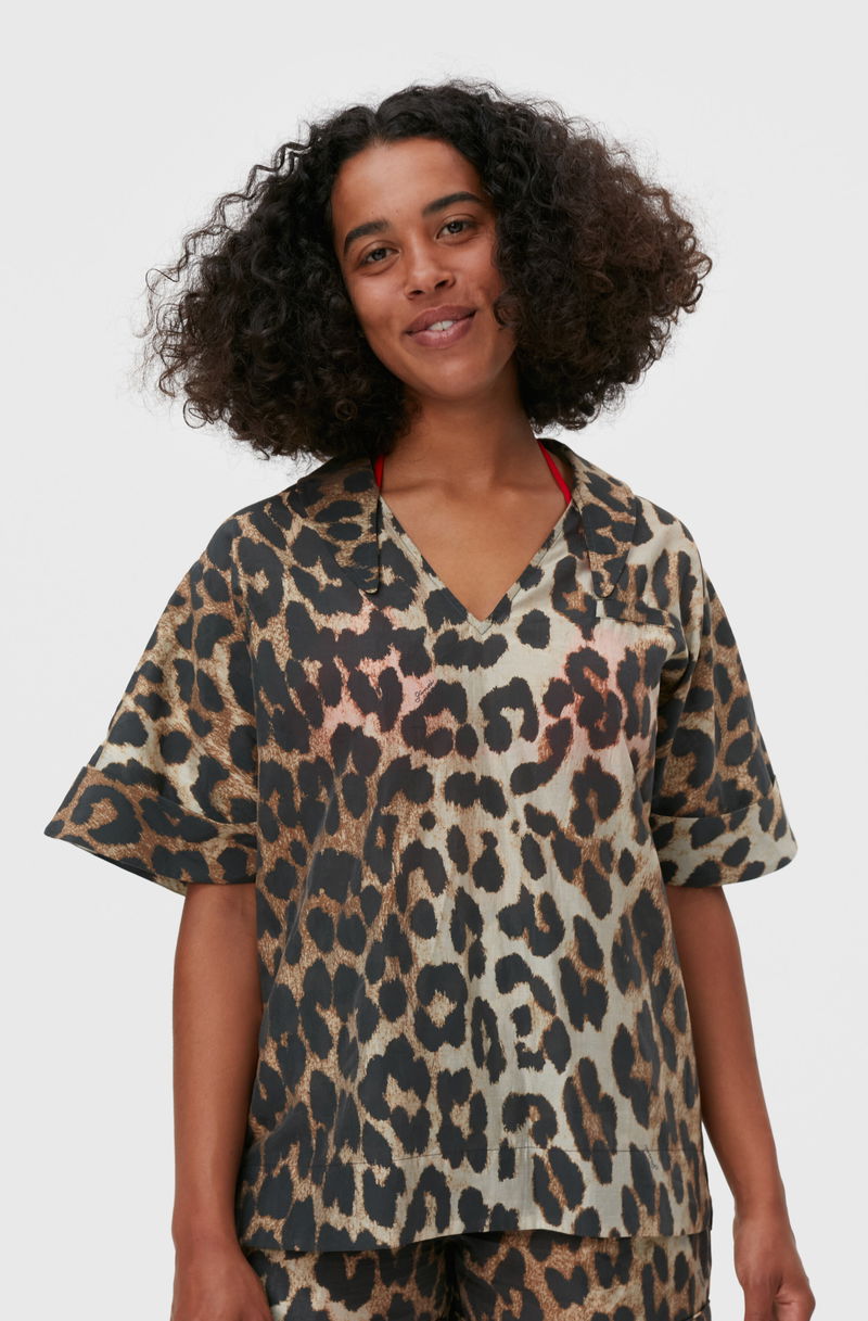 ganni leopard shirt