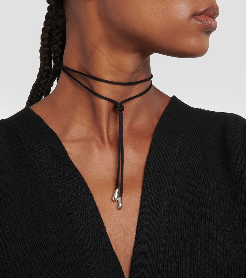 SOPHIE BUHAI Shoelace Satin And Sterling Silver Choker in Silver 