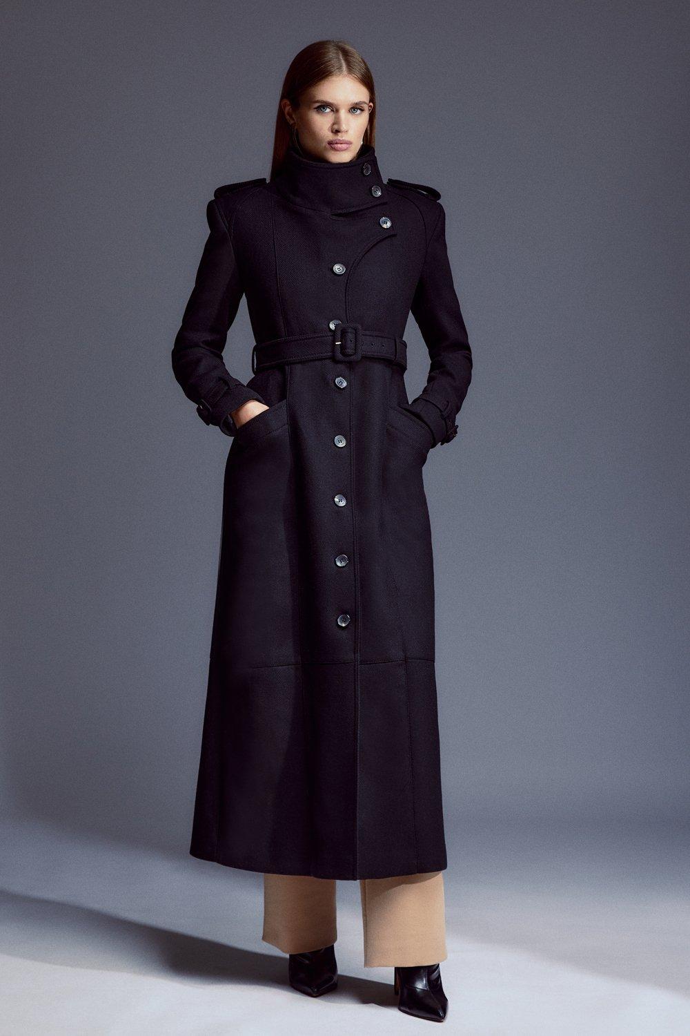 Rachel Belted Maxi Coat - Black