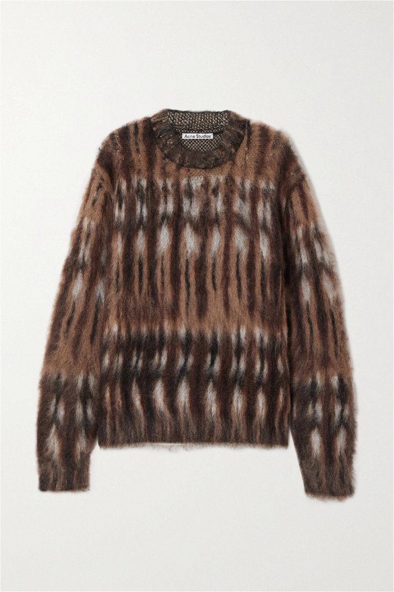 Oversized Brushed Jacquard-Knit Sweater