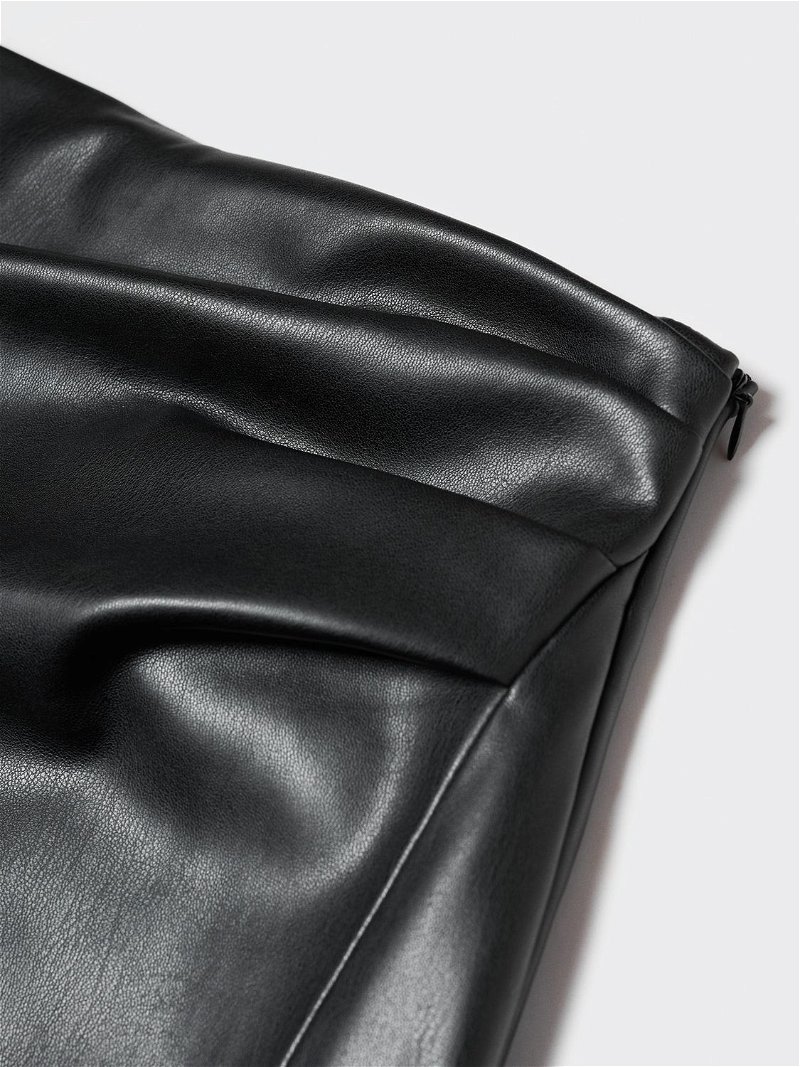 Gigi Faux Leather Midi Skirt Black