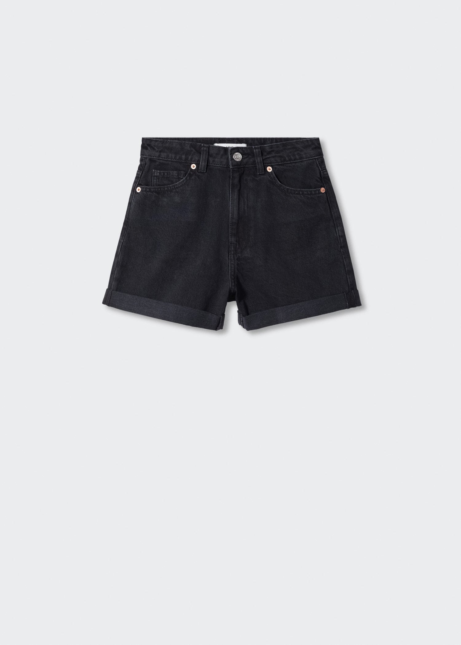 Mango Mom Fit Denim Shorts In Black Denim Endource