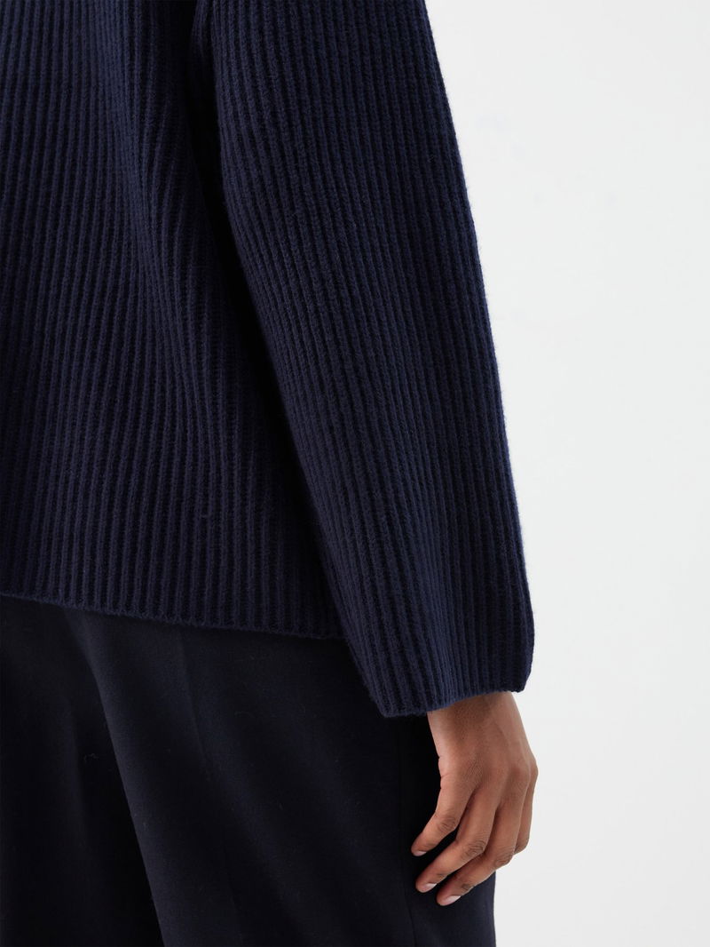 TOTÊME Twisted-Neck Ribbed-Knit Wool Sweater | Endource