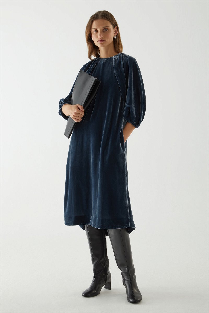 COS Silk Velvet Sleeve Dress