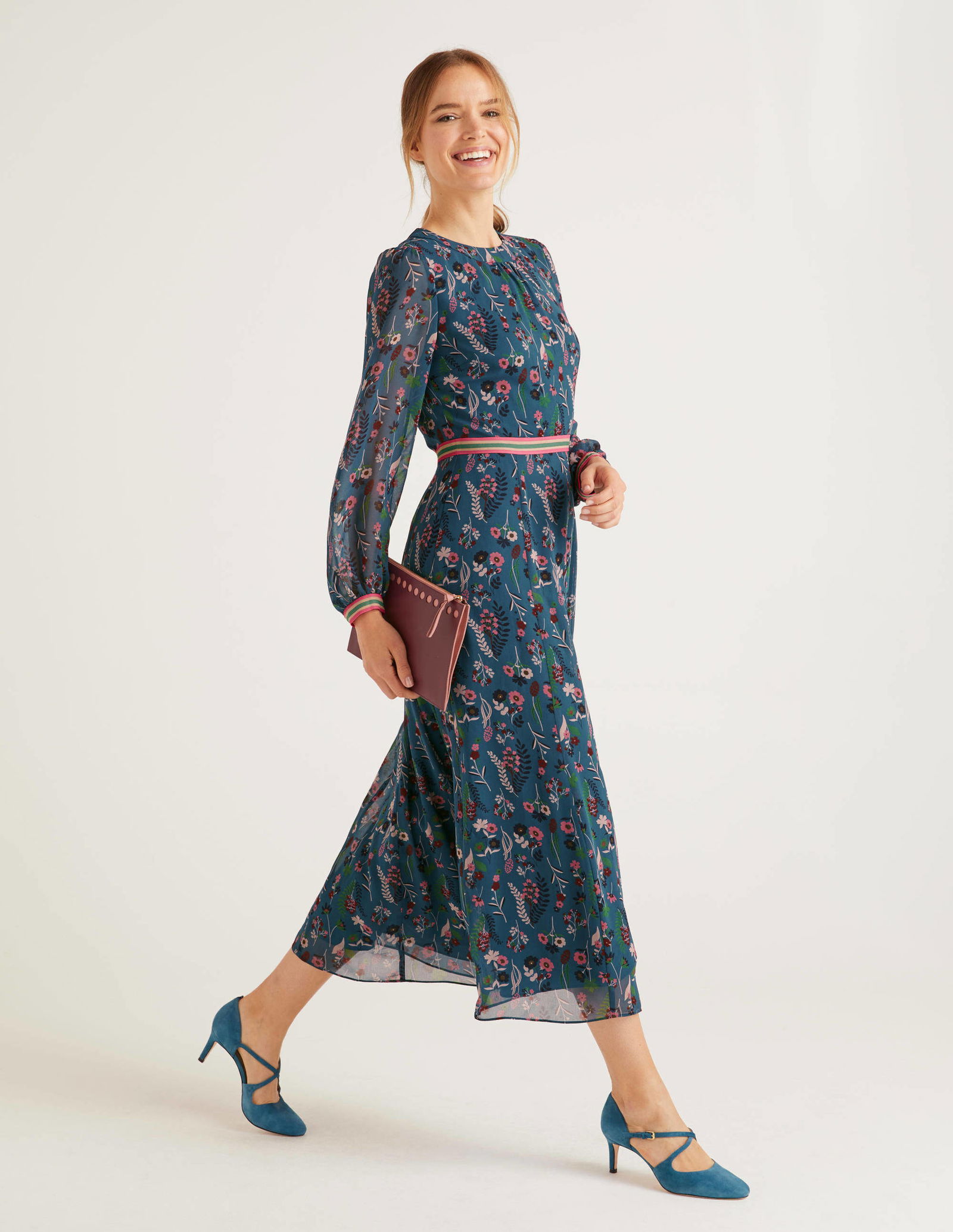 chinese dress ladies Ellen V-neck Ottoman Dress-Navy main image 1
