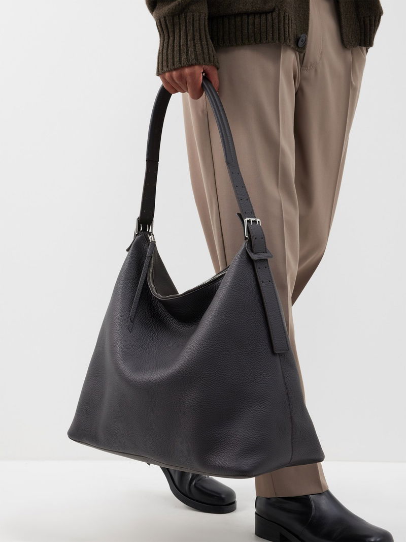 LEMAIRE Grained-Leather Shoulder Bag in Brown | Endource